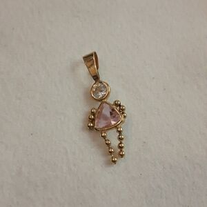 14k gold birthstone girl pendant October pink
